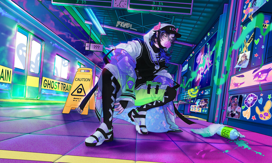 Promotional illustration for my now retired virtual character, Clyde